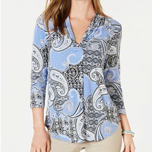 NWT Charter Club Blue Paisley Top - XL